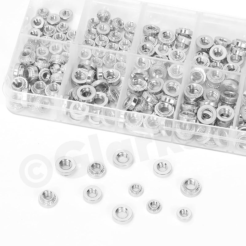 Glarks 220pcs M3 M4 M5 Self Clinching Nuts Kit, 304 Stainless Steel Round Head Rivet Nut, Knurled Self-Clinching Nut Fastener for Machinery Electrical Products, Industry - Image 5